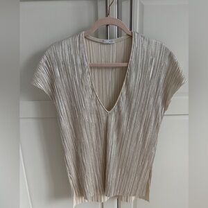 Zara Silver Pleated Top